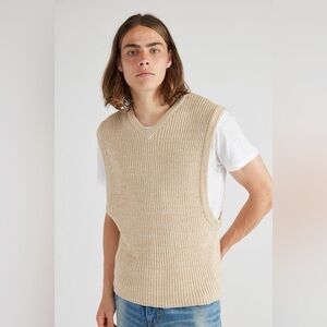 Urban Outfitters Men’s Ribbed Sweater Vest – Unisex Oversized V-Neck (Size L)